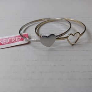 4/$30 New Pair of Heart Bracelets - Silver & Gold Coloured